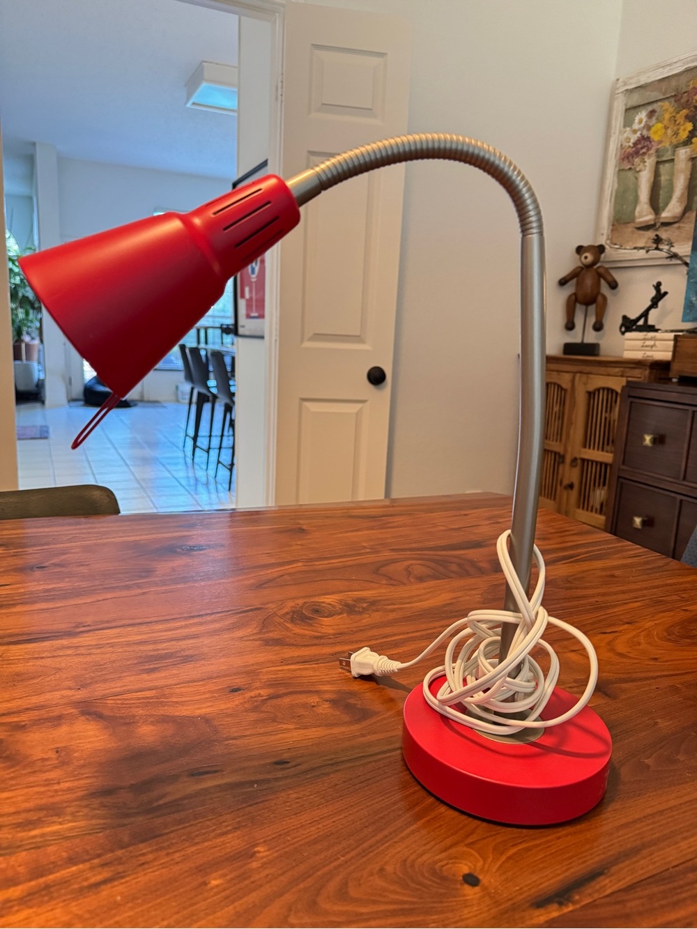 Vintage Ikea Red Kvart Gooseneck Desk Table Lamp